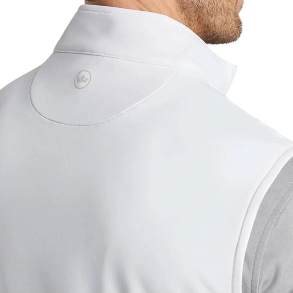 PETER MILLAR Galway Performance Quarter-Zip Vest White 1/4 Zip UPF 50+ Golf | L